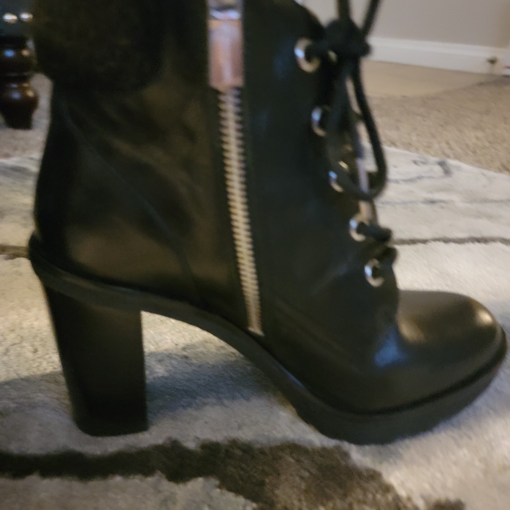 Michael Kors Black leather Lace- up Bootie Heels - Picture 7 of 14
